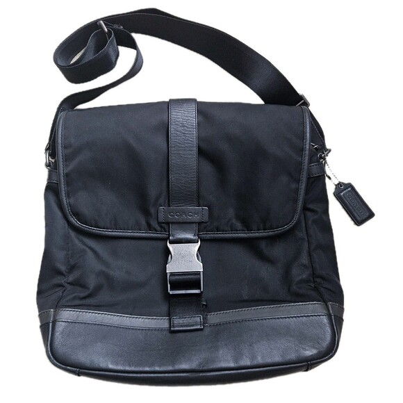 Coach Handbags - Vintage Coach Black Nylon & Leather Trim Messenger Bag